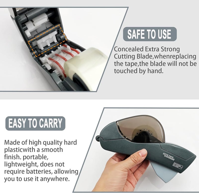 MFBJXC Automatic Tape Dispenser for Wrapping Gifts, Handheld Packaging Tape Dispenser Gun with Cutter, Dispensers for Adhesive Tapes-Grey - Image 4